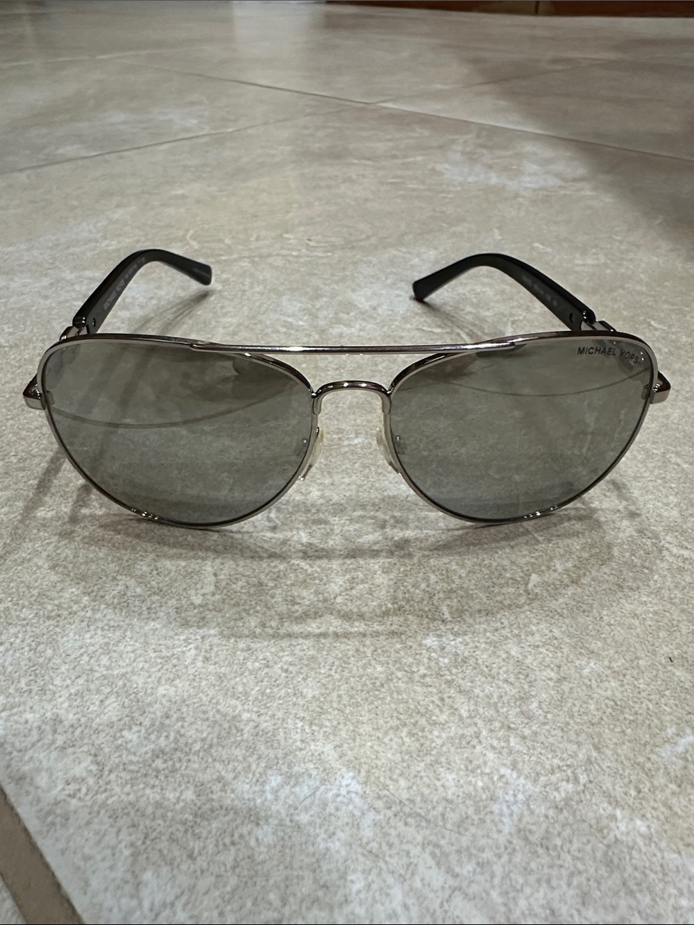 Michael Kors Silver Aviator Sunglasses with Gray Lenses